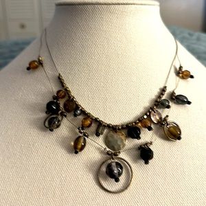 Collar necklace 17 inches necklace earth color beads